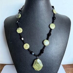 Asymmetrical Jasper and Black Onyx Necklace with 925 Findings